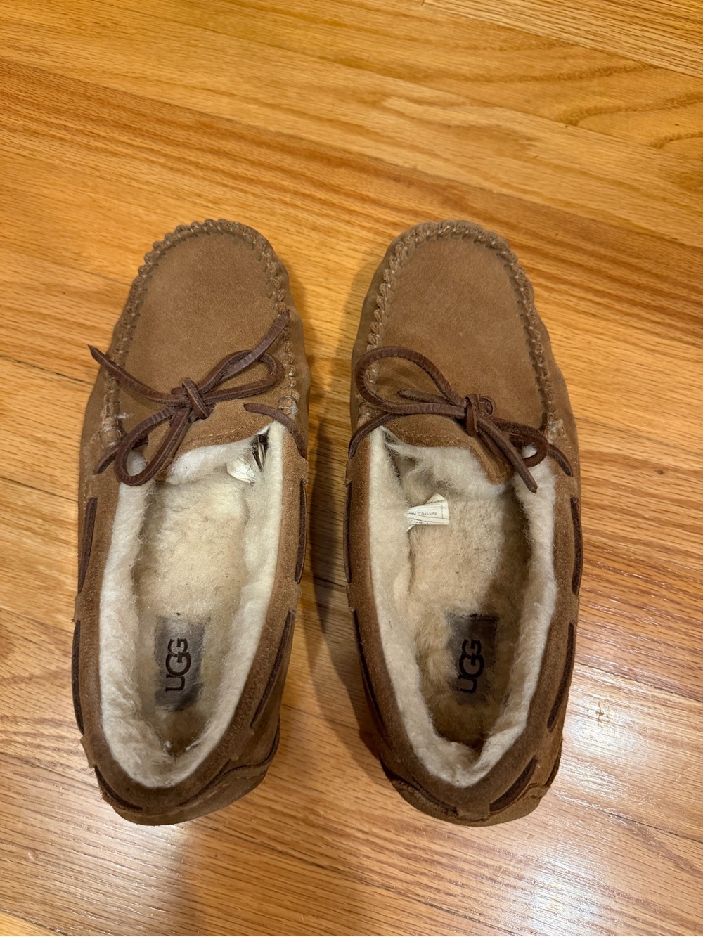 UGG Brown Suede Shearling Moccasin Slippers size 7